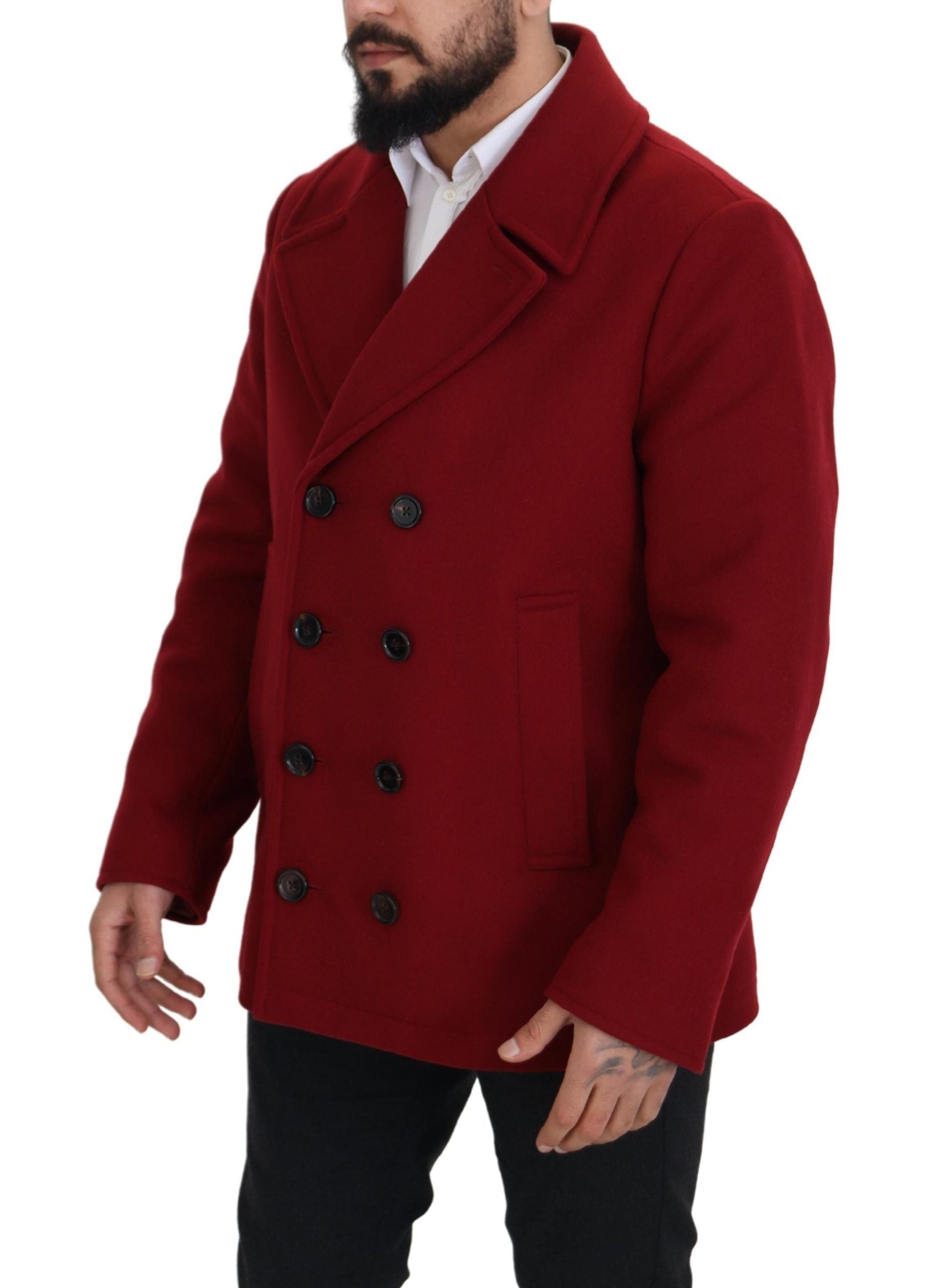 Elegante rote zweireihige Wolljacke