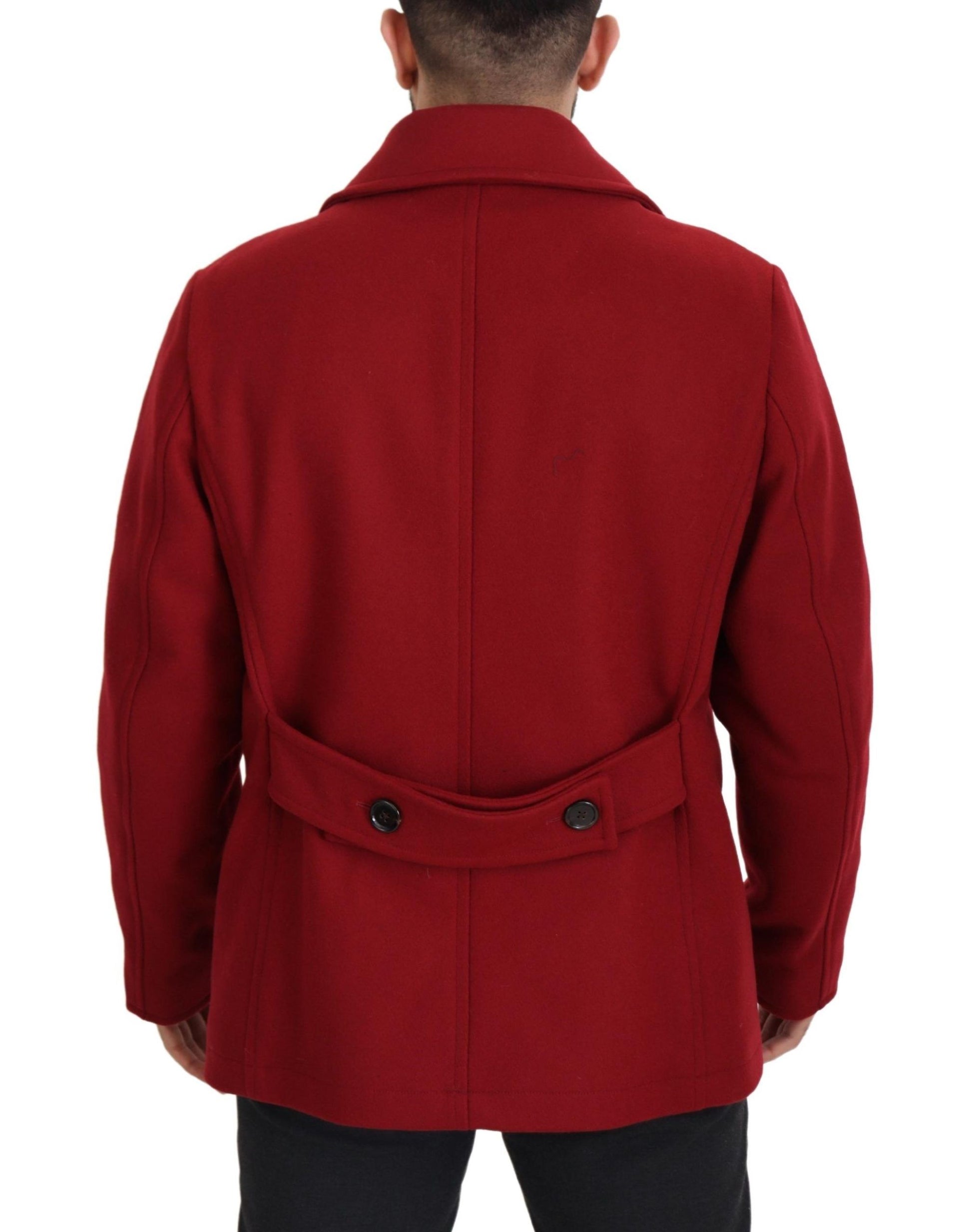 Elegante rote zweireihige Wolljacke