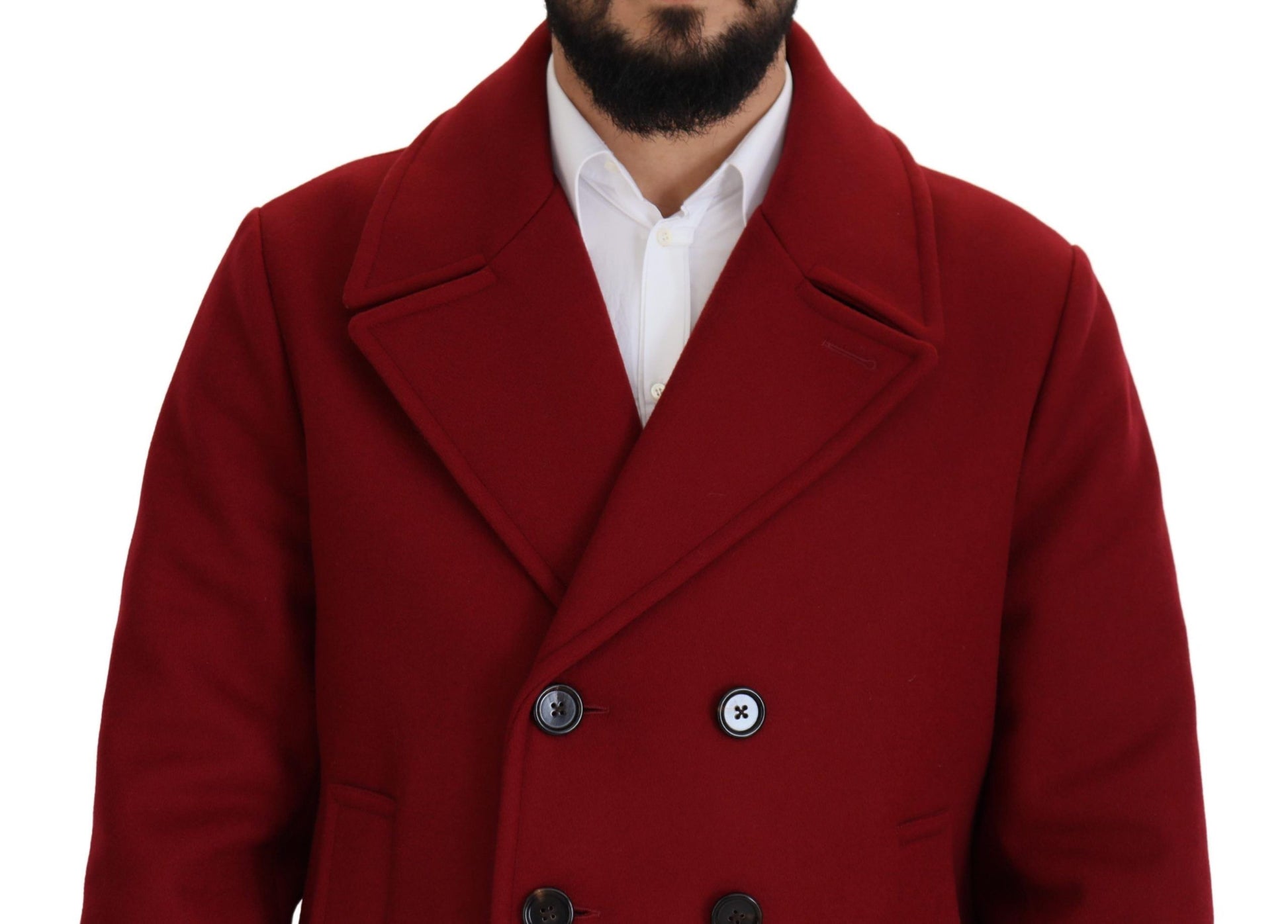 Elegante rote zweireihige Wolljacke