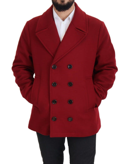 Elegante rote zweireihige Wolljacke