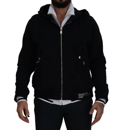 Elegant Black Bomber Jacket with Hood