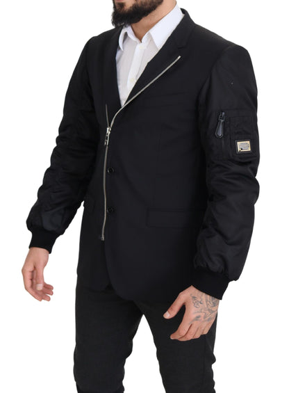 Elegante schwarze Jacke aus Schurwolle