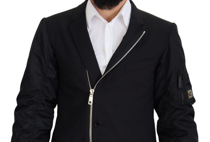 Elegante schwarze Jacke aus Schurwolle