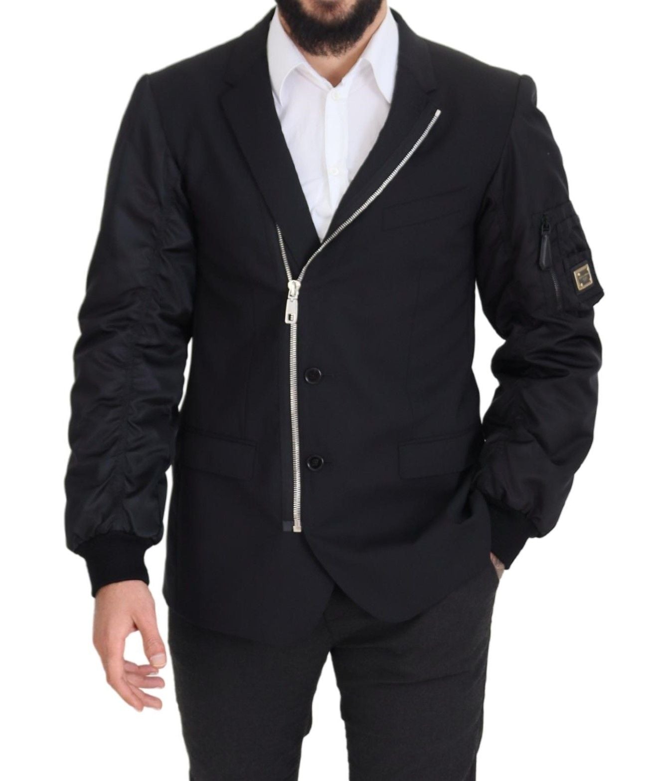 Elegante schwarze Jacke aus Schurwolle