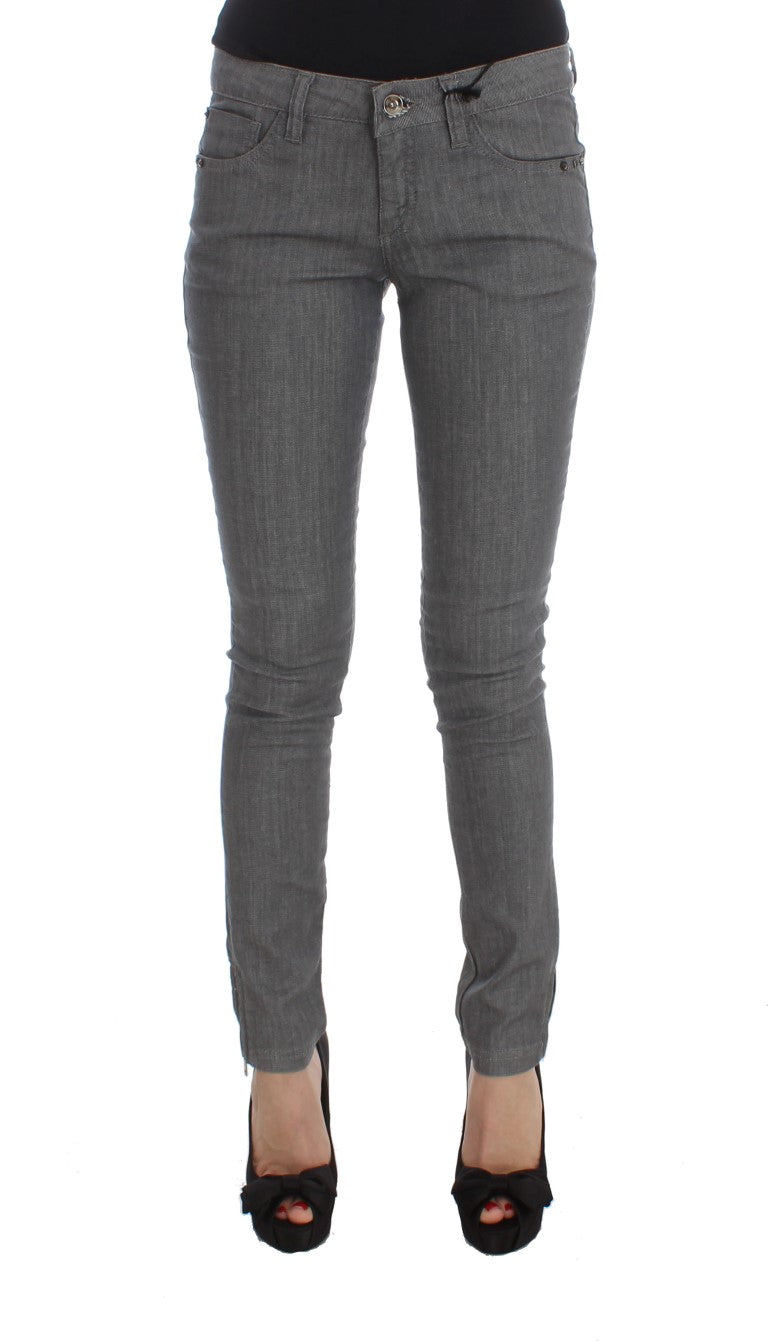 Schicke graue Slim-Fit Designer-Jeans