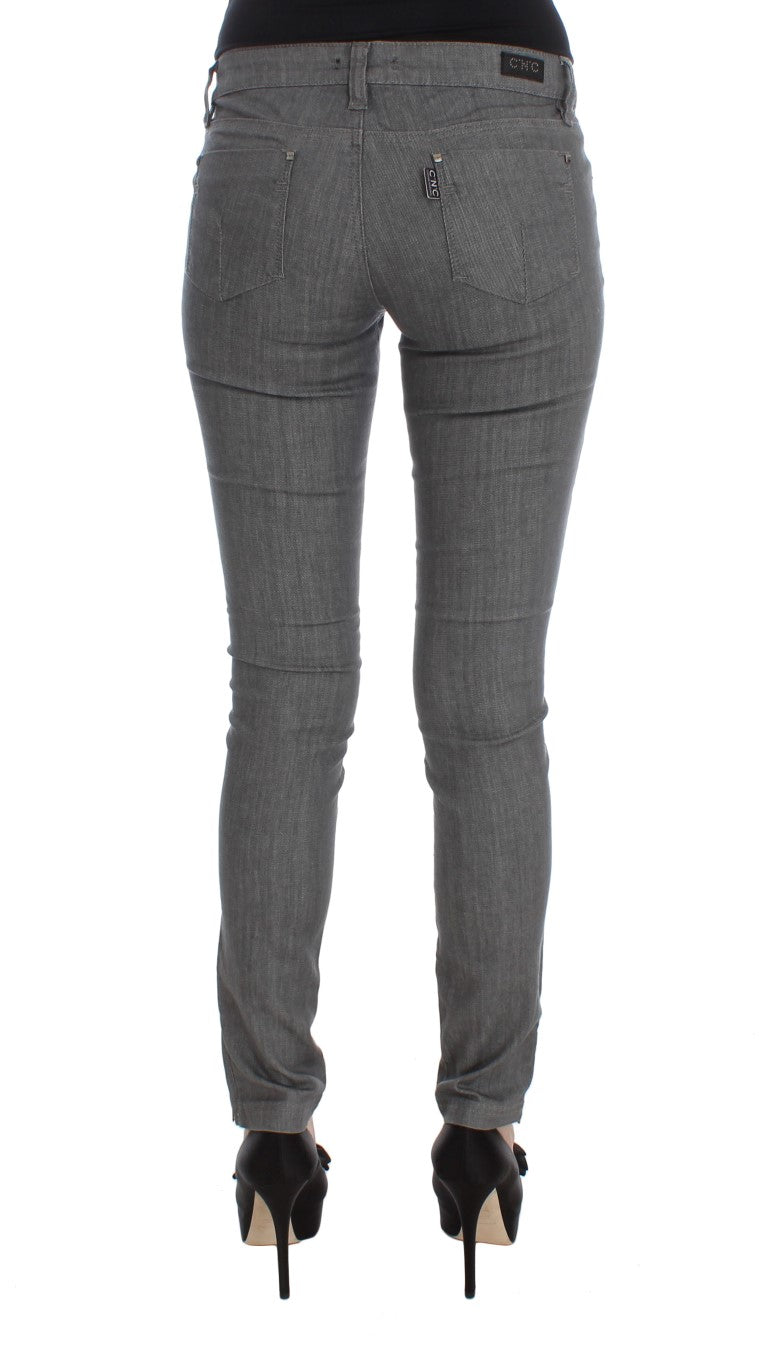 Schicke graue Slim-Fit Designer-Jeans