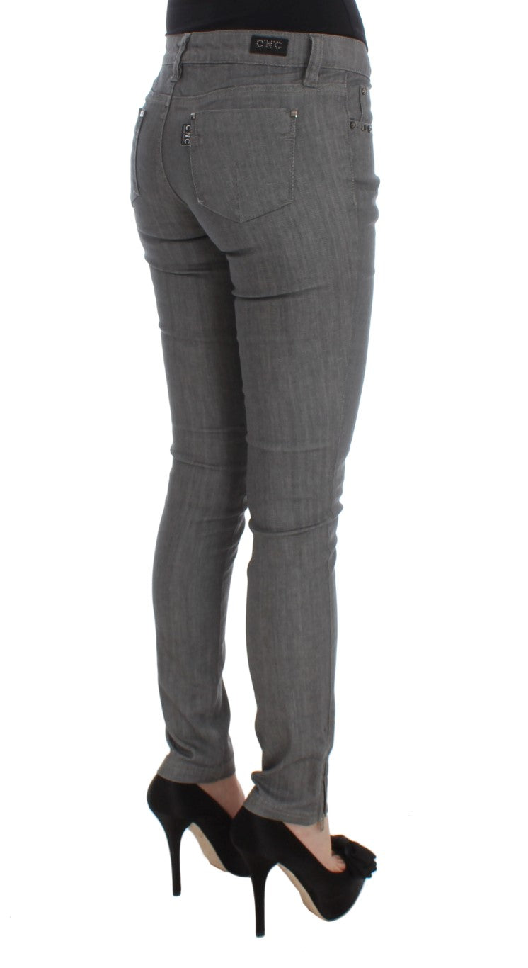 Schicke graue Slim-Fit Designer-Jeans