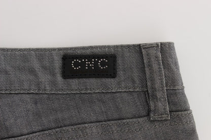 Schicke graue Slim-Fit Designer-Jeans