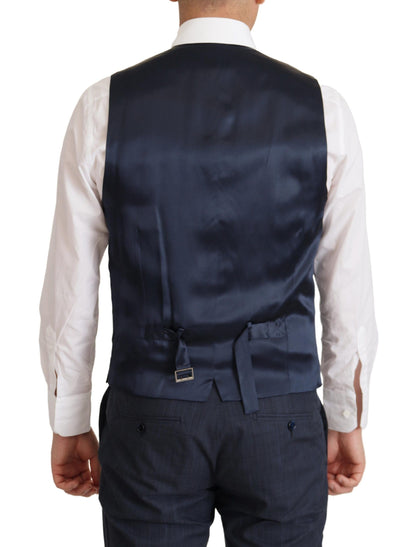 Elegant Dark Blue Cotton Three Piece Martini Suit