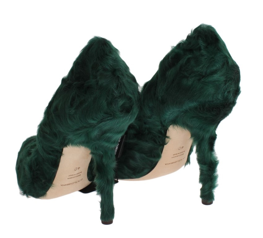 Elegante grüne Xiangao Pelz Leder Pumps