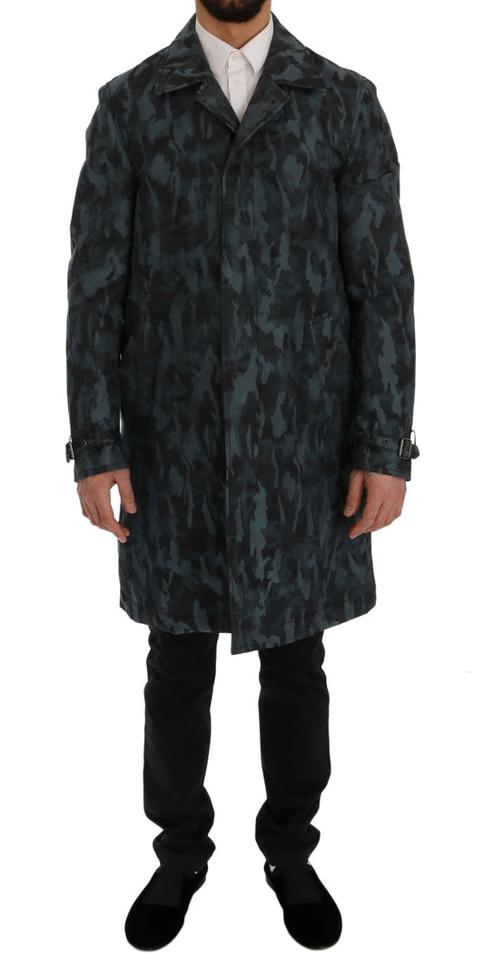 Blauer Camouflage Trenchcoat Eleganz