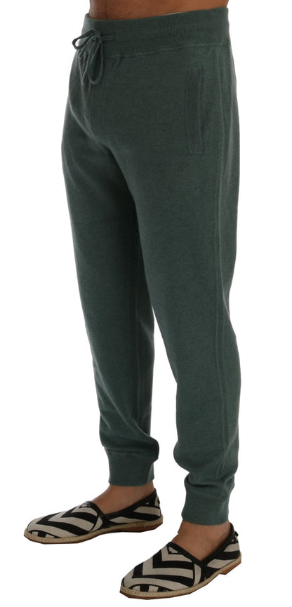 Elegant Green Cashmere Sport Pants