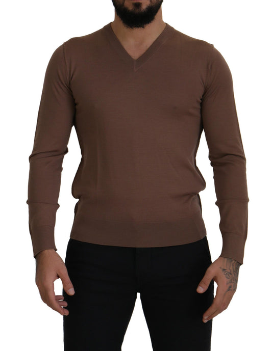 Eleganter Pullover aus Schurwolle mit V-Ausschnitt