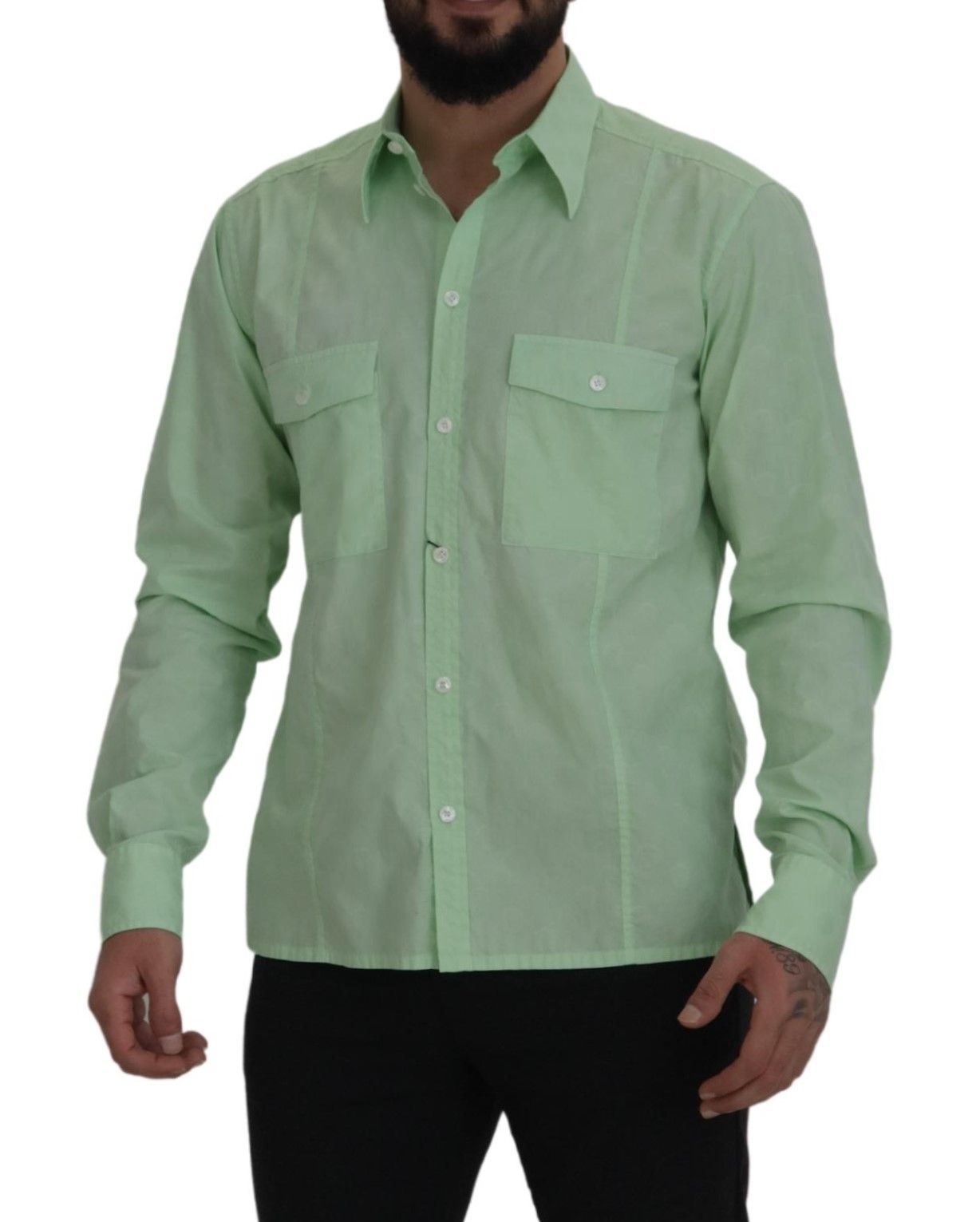 Mintgrünes Slim Fit Lässiges Button-Down-Hemd