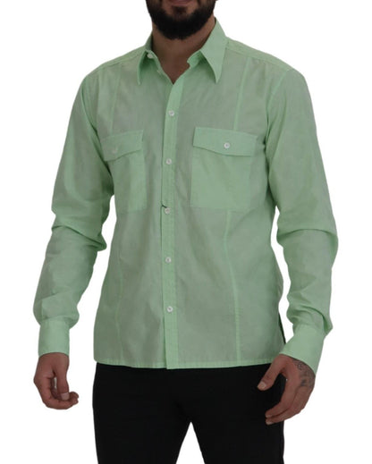 Mintgrünes Slim Fit Lässiges Button-Down-Hemd