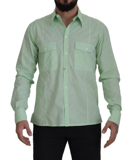 Mintgrünes Slim Fit Lässiges Button-Down-Hemd