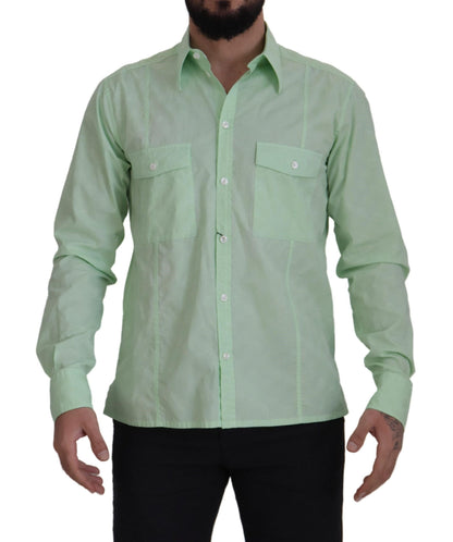 Mintgrünes Slim Fit Lässiges Button-Down-Hemd