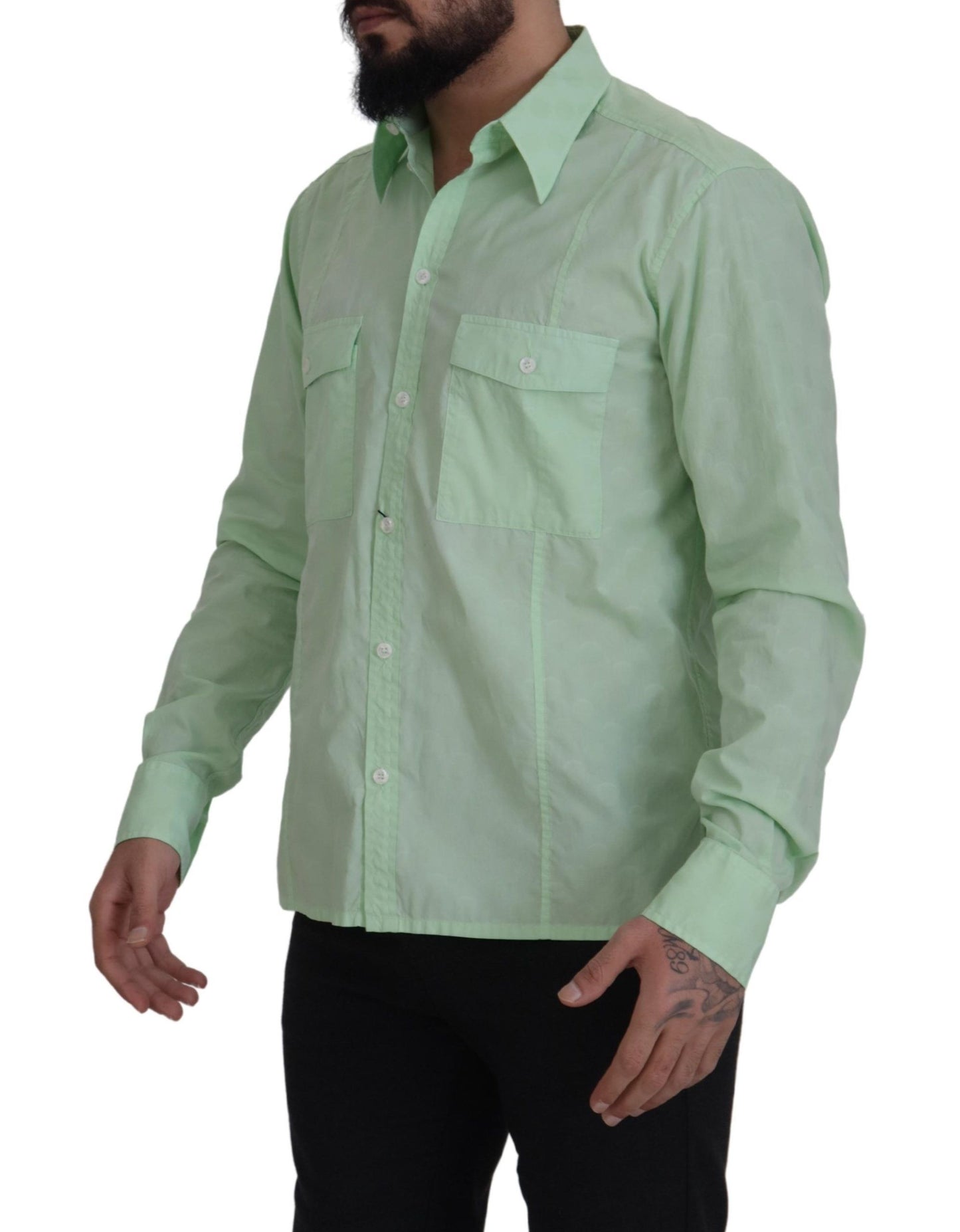 Mintgrünes Slim Fit Lässiges Button-Down-Hemd