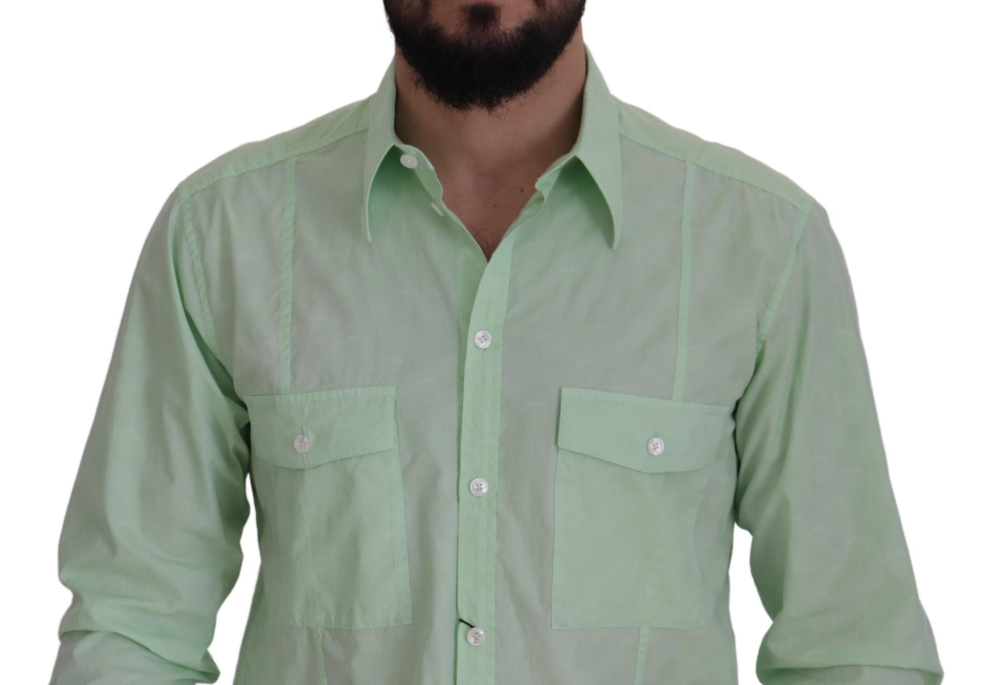 Mintgrünes Slim Fit Lässiges Button-Down-Hemd