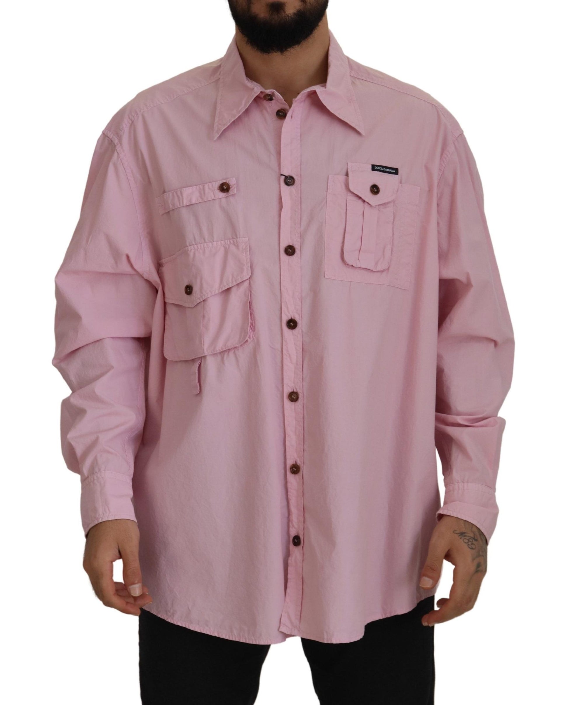 Camisa elegante informal de algodón en color rosa