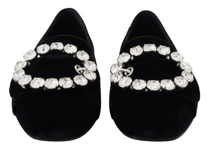 Chic Velvet Crystal-Embellished Loafers