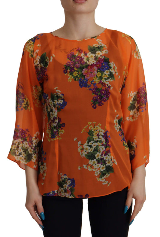 Elegante blusa de seda con estampado floral y cierre en la espalda