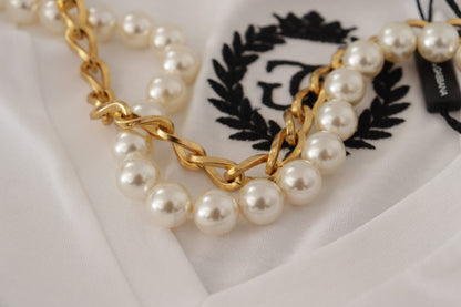 Atemberaubendes T-Shirt mit V-Ausschnitt und Logoverzierung