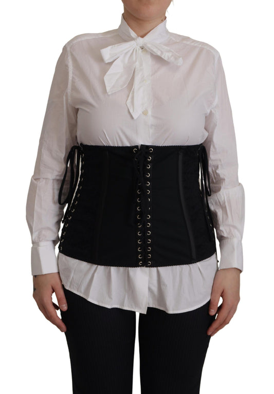 Elegantes schwarzes Korsett-Top mit Taillenriemen