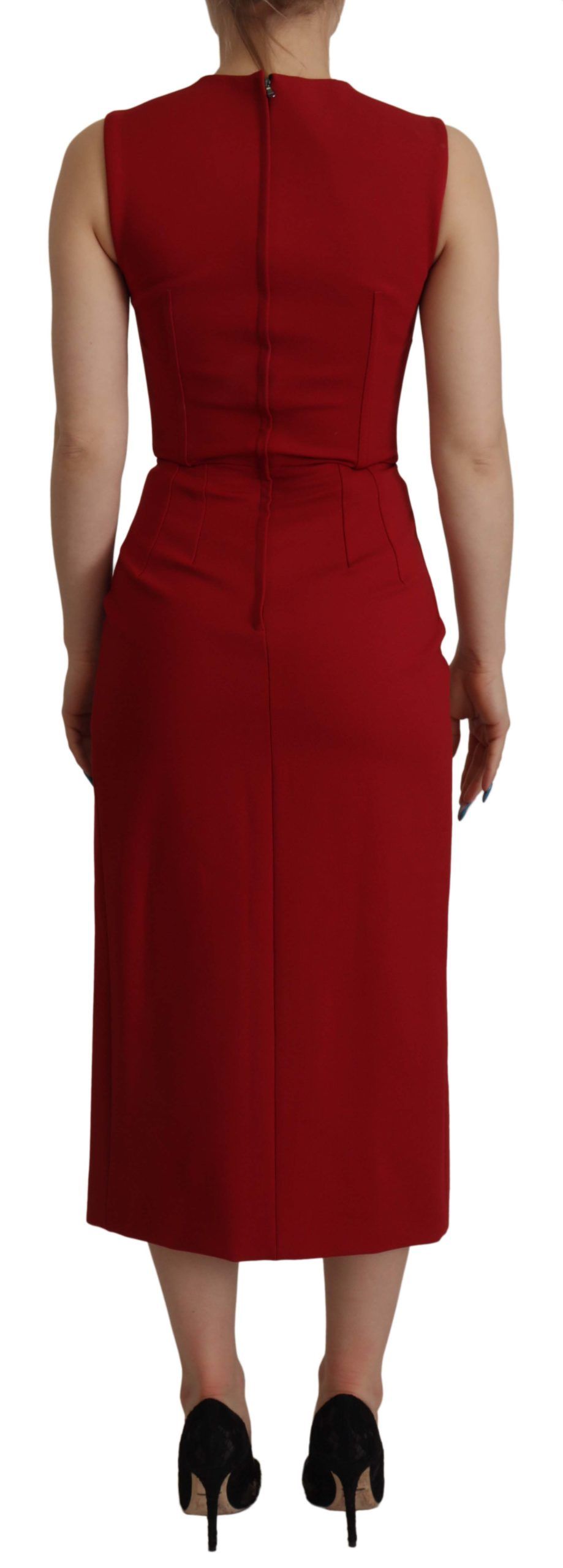 Elegante vestido rojo ajustado midi