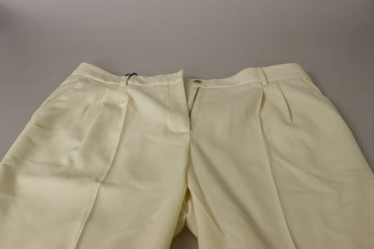 Elegant Ivory High-Waist Wool Pants