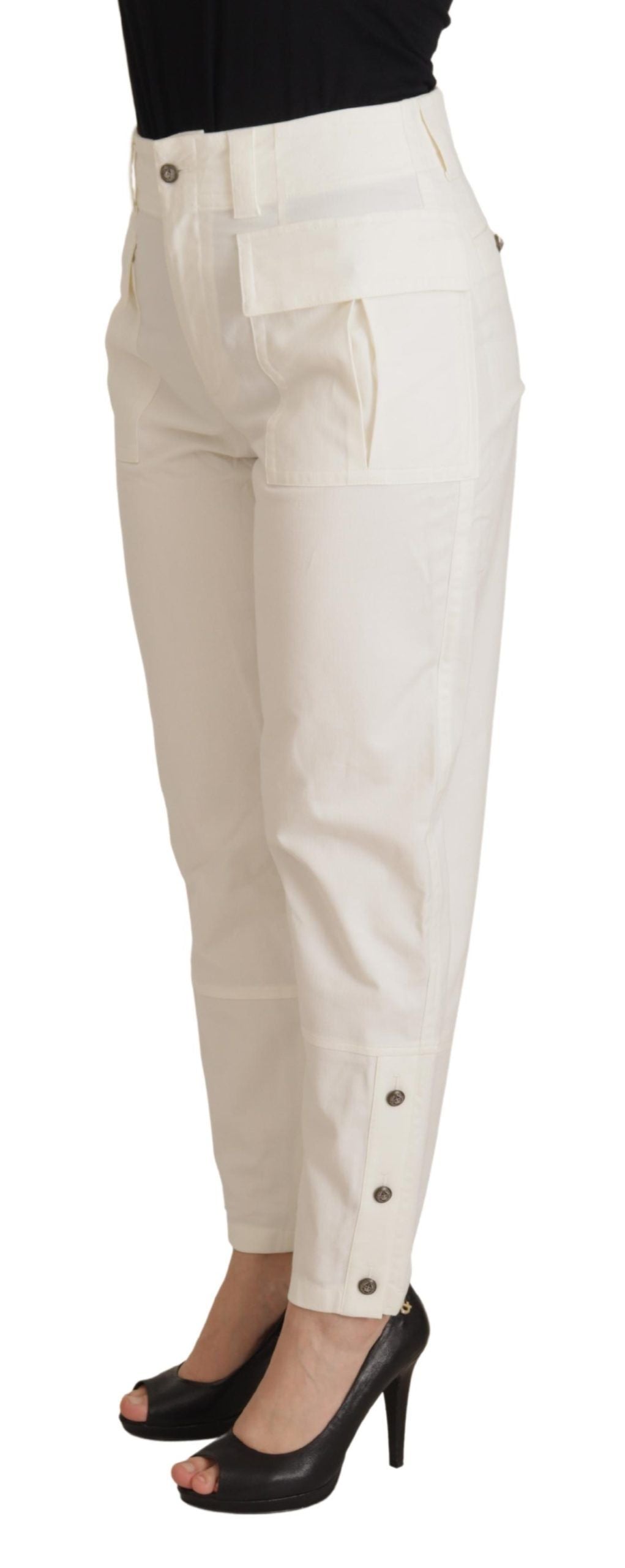 Pantalones elegantes de talle alto en color blanco