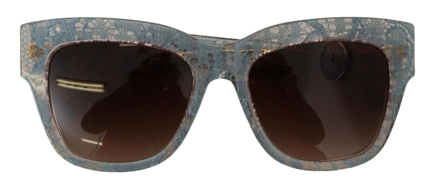 Elegante blaue Sonnenbrille mit Spitzendetail