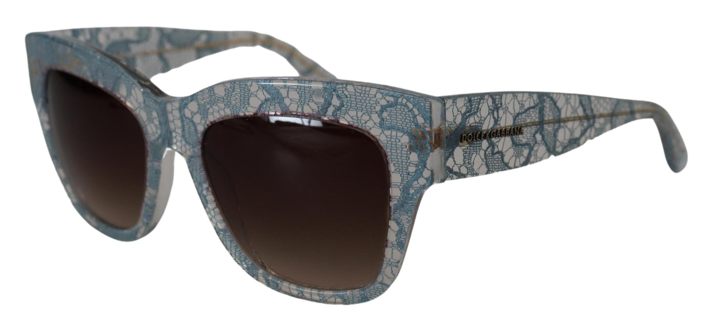 Elegante blaue Sonnenbrille mit Spitzendetail