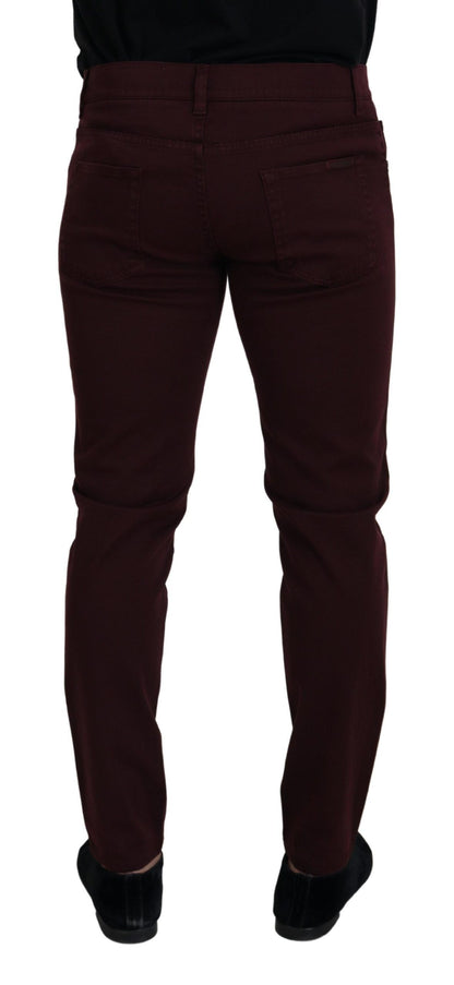 Slim Fit Bordeaux Jeans - Italienischer Luxus