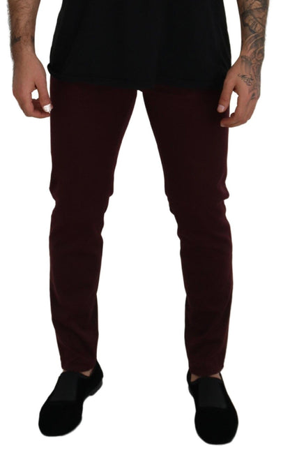 Slim Fit Bordeaux Jeans - Italienischer Luxus