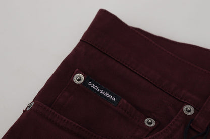 Slim Fit Bordeaux Jeans - Italienischer Luxus