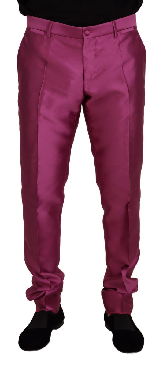 Pantalones de vestir formales elegantes de corte ajustado en color rosa