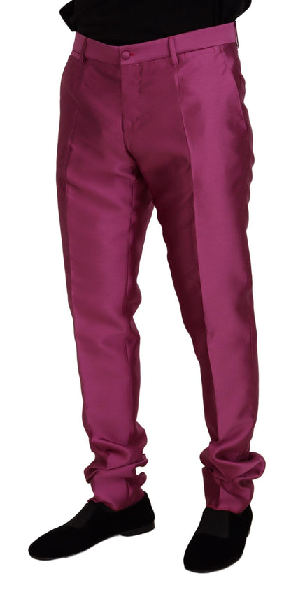 Pantalones de vestir formales elegantes de corte ajustado en color rosa