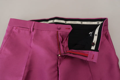 Pantalones de vestir formales elegantes de corte ajustado en color rosa