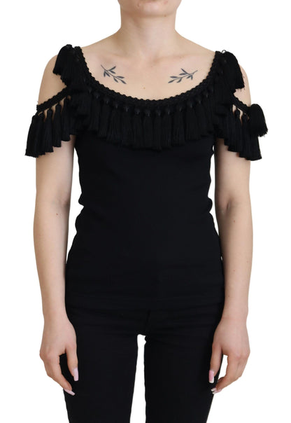 Elegante schwarze Tanktop-Bluse aus Baumwolle