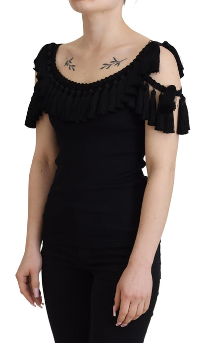 Elegante schwarze Tanktop-Bluse aus Baumwolle