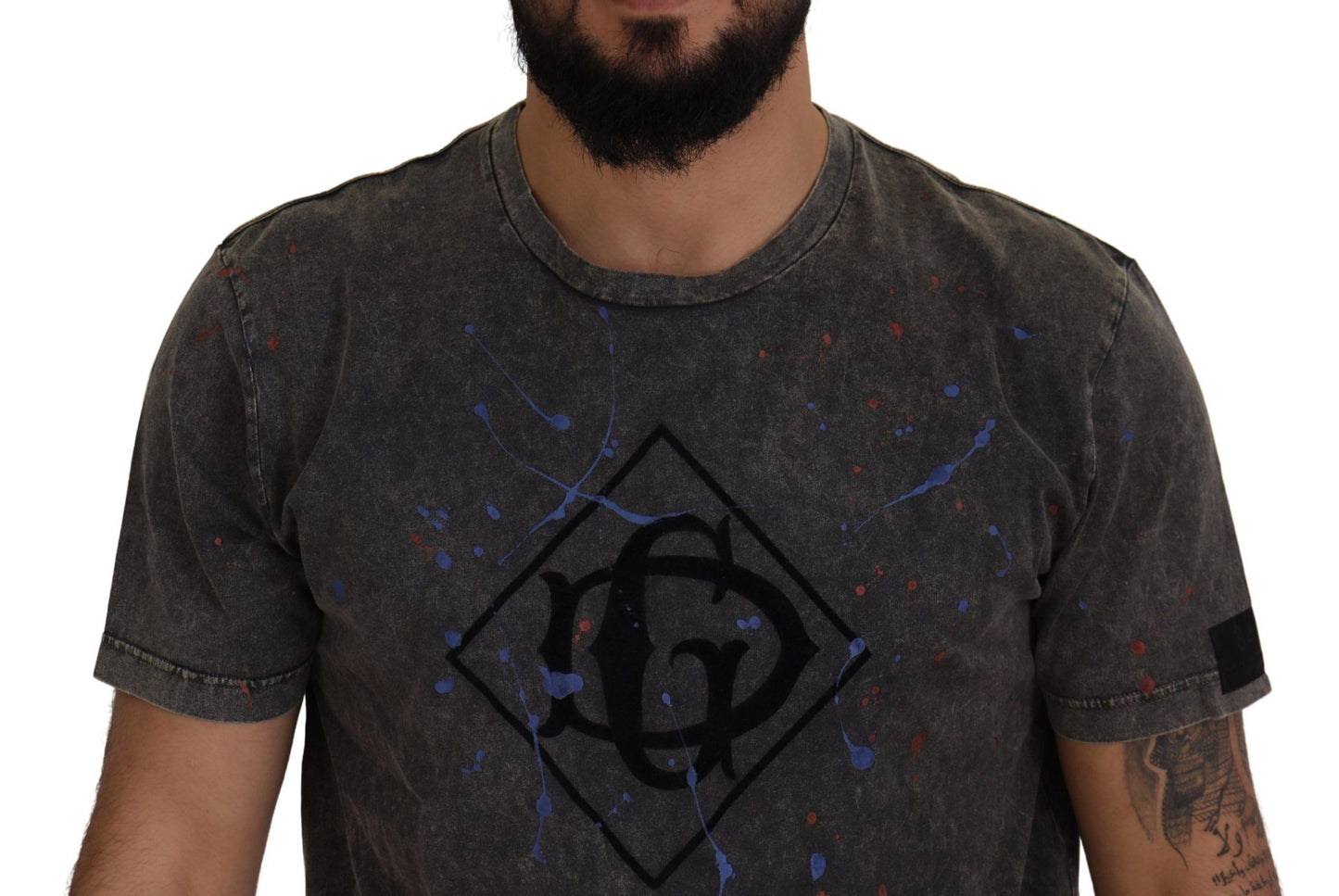 Gray Discolored Effect DG Logo T-shirt