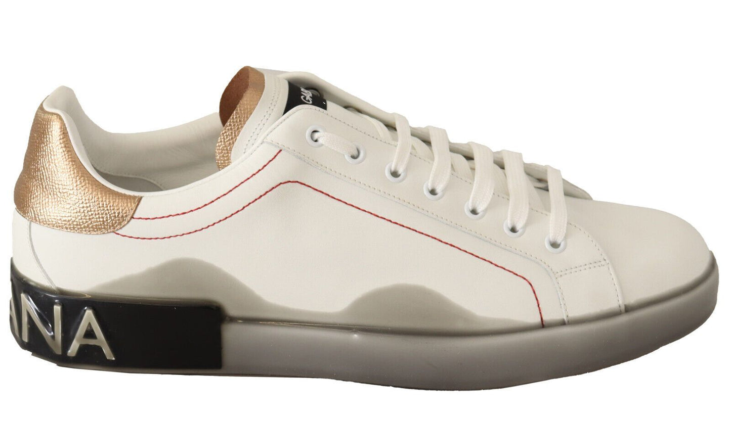 Elegante Sneakers aus Leder in Weiß und Gold