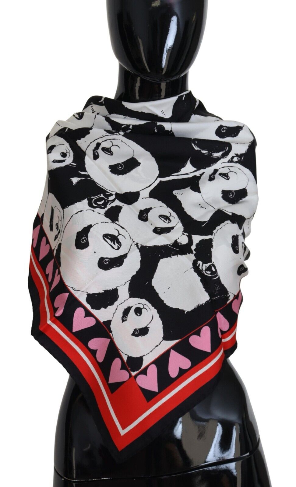 Elegant Panda Print Silk Scarf