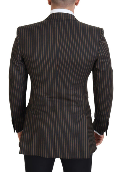 Elegant Striped Wool Blend Slim Blazer