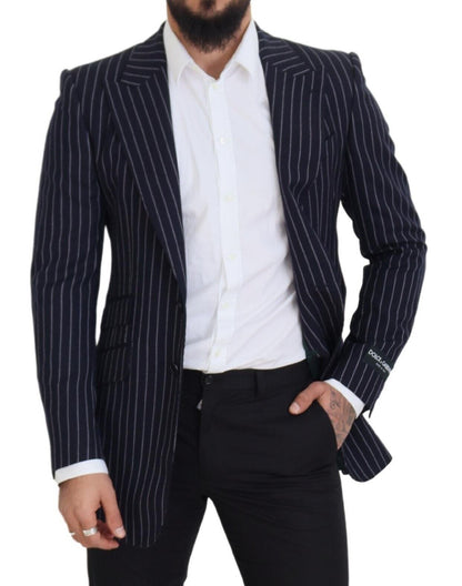 Blazer elegante de lana azul marino de corte ajustado