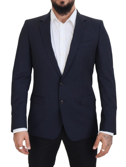 Eleganter dunkelblauer Slim Fit Wollblazer