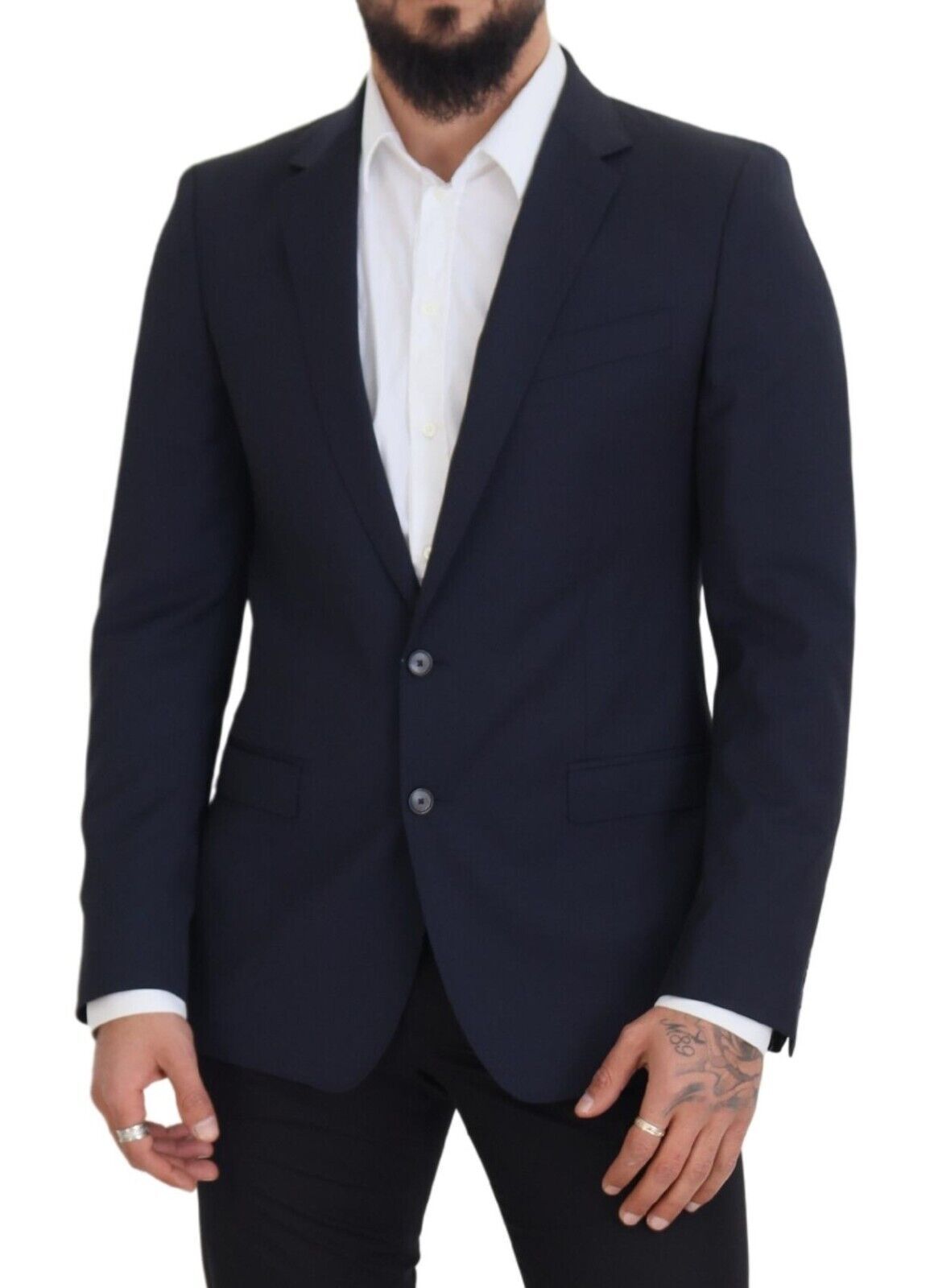 Eleganter dunkelblauer Slim Fit Wollblazer