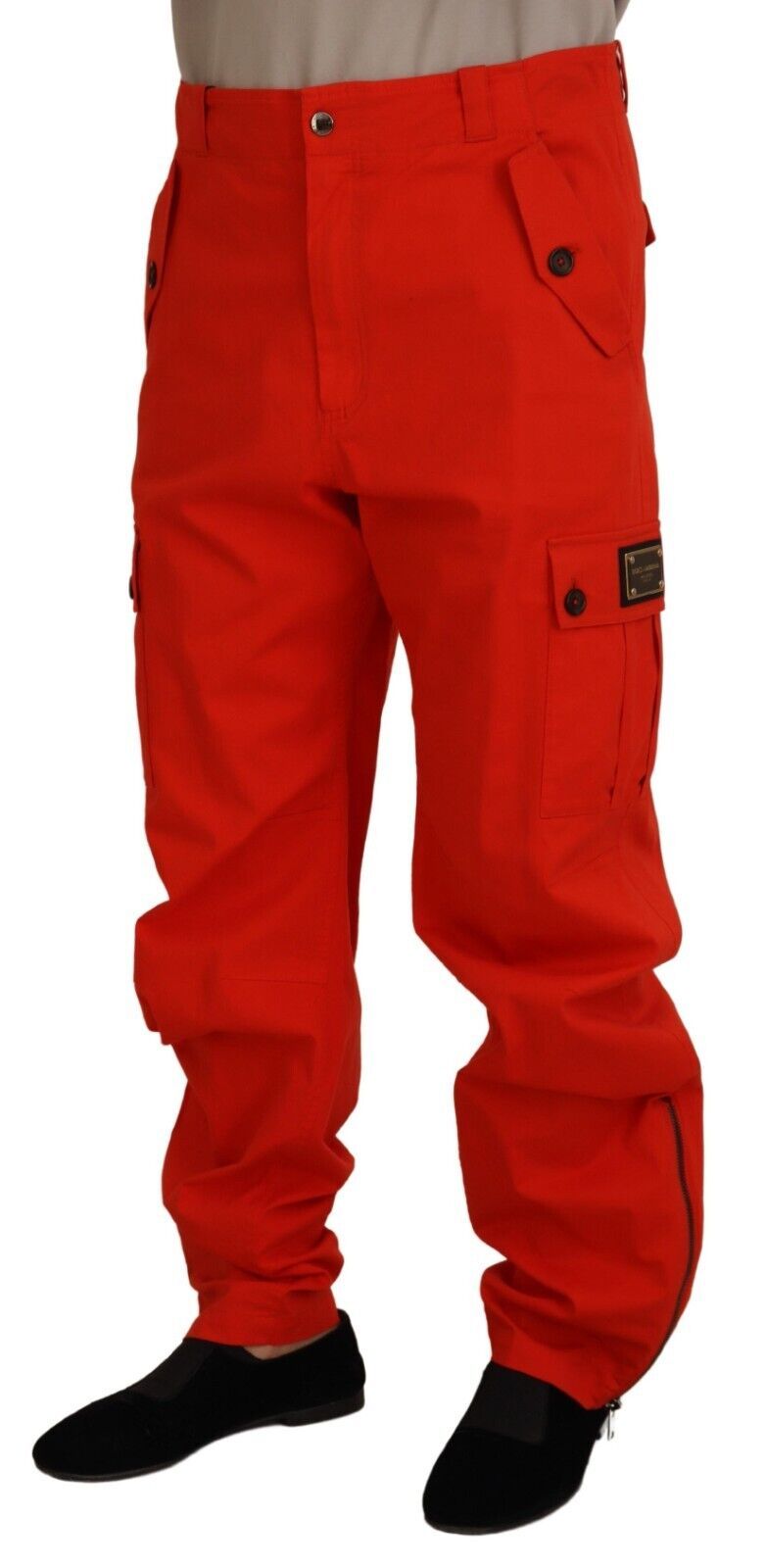 Elegant Red Cotton Blend Trousers