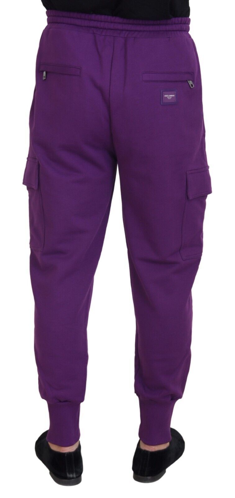 Elegant Purple Cotton Cargo Sweatpants